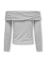 ONLY KIDS Grey Long Sleeve Off Shoulder Bardot Top - Image 4 of 4