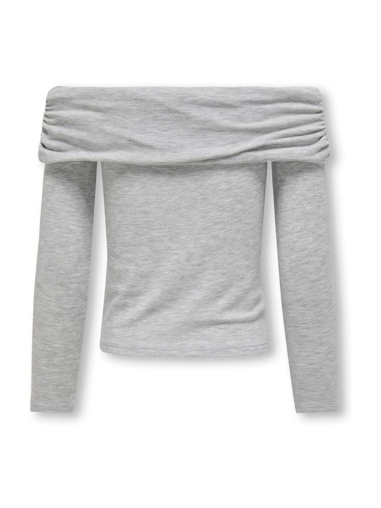 ONLY KIDS Grey Long Sleeve Off Shoulder Bardot Top - Image 4 of 4
