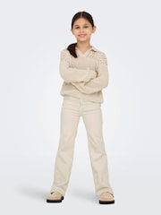 ONLY KIDS Cream Long Sleeve Knitted Polo Jumper - Image 1 of 4