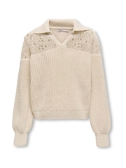 ONLY KIDS Cream Long Sleeve Knitted Polo Jumper - Image 3 of 4