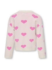ONLY KIDS Cream Heart Jumper - Image 2 of 2