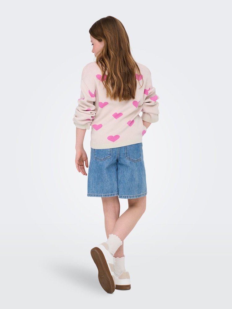 ONLY KIDS Cream Heart Jumper - Image 2 of 6 ONLY KIDS Cream Heart Jumper - Image 2 of 6
