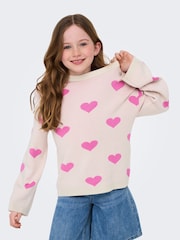 ONLY KIDS Cream Heart Jumper - Image 4 of 6