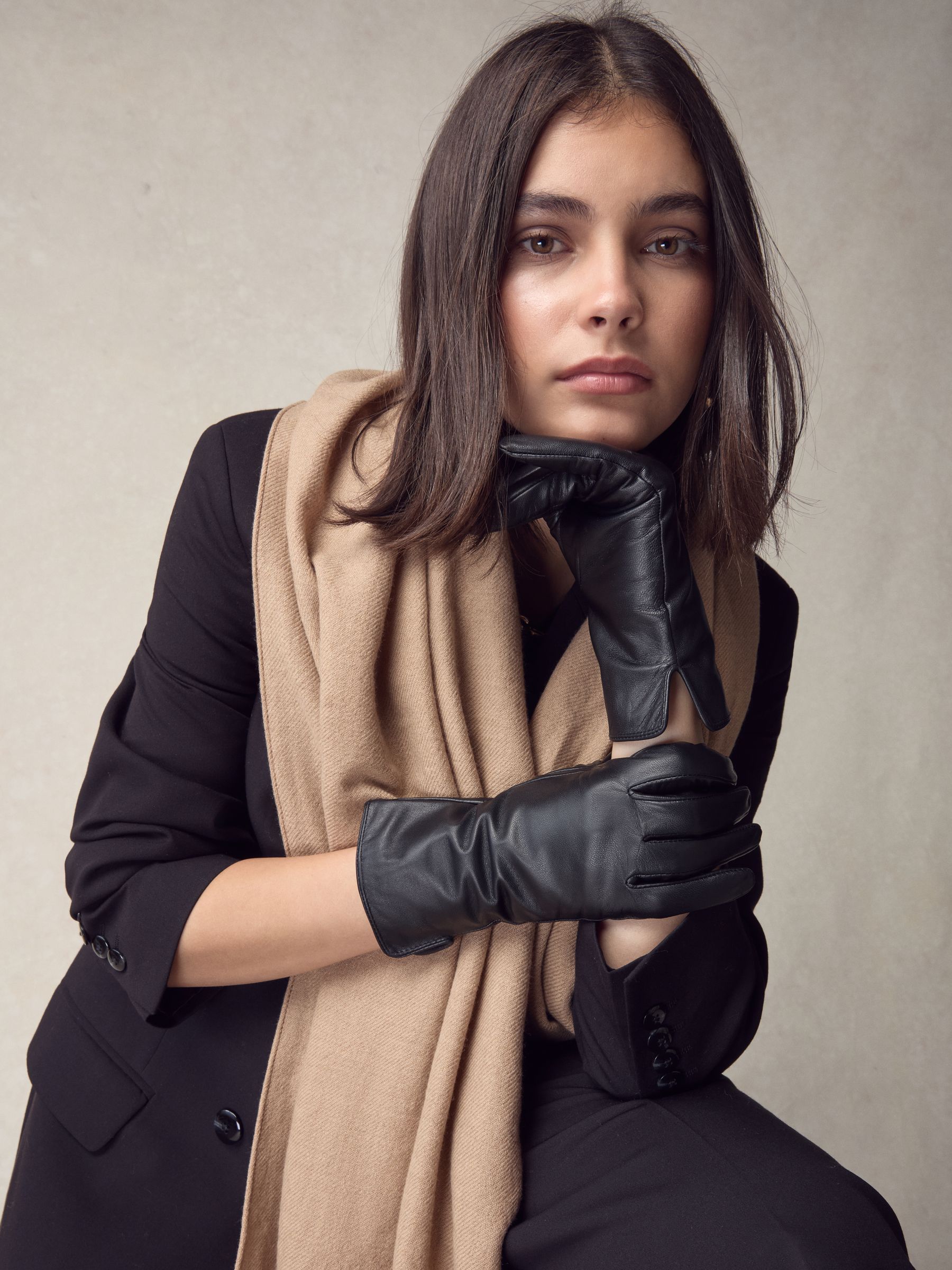 Buy Black Leather Gloves from Next Canada