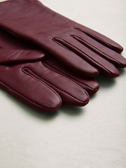Berry Red Leather Gloves - Image 5 of 6