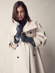 Navy Leather Gloves - Image 1 of 6