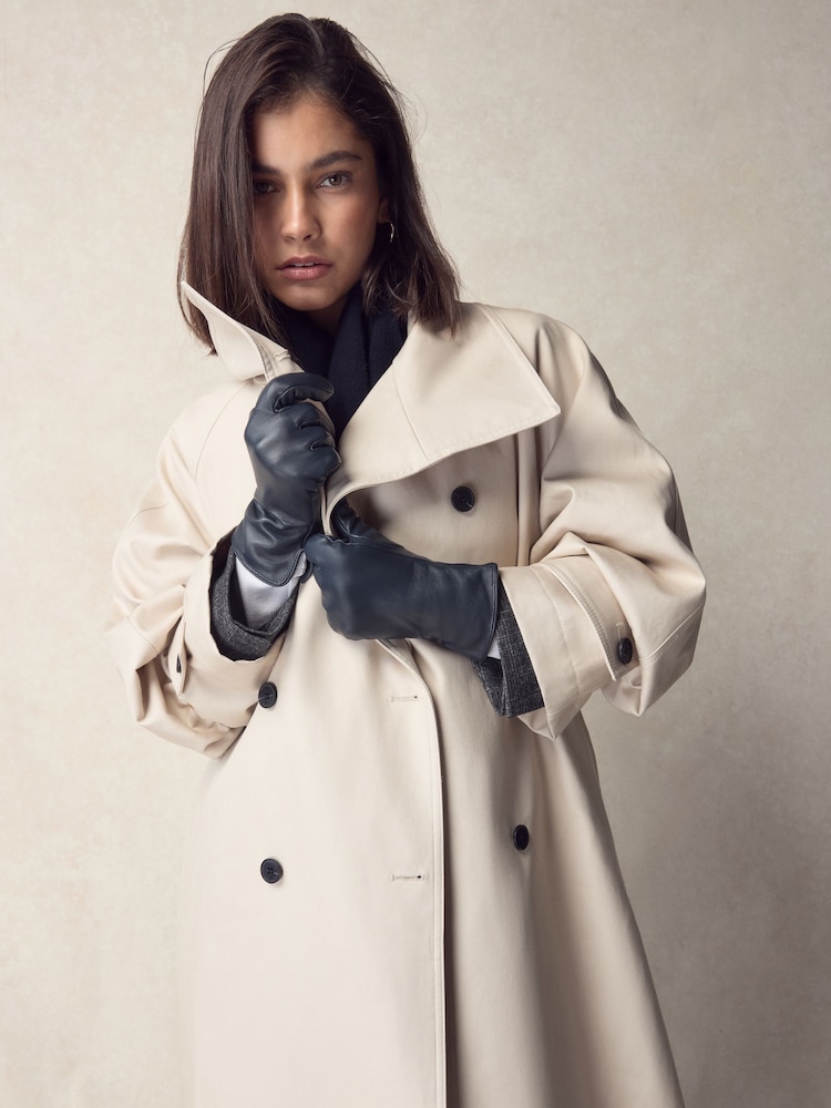 Navy Leather Gloves - Image 1 of 3