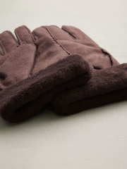 Chocolate Brown Leather Sheepskin Gloves - Image 5 of 5