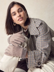 Mink Brown Leather Sheepskin Gloves - Image 1 of 4