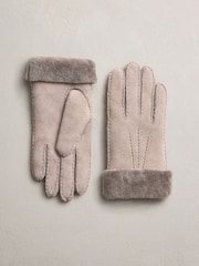 Mink Brown Leather Sheepskin Gloves - Image 4 of 4