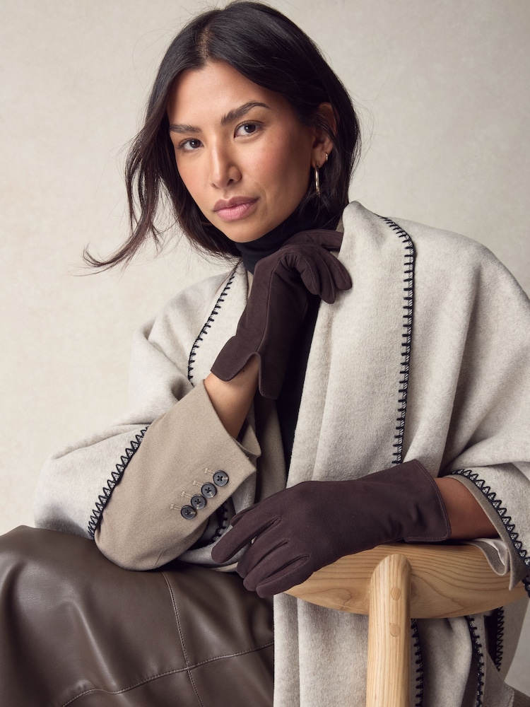 Chocolate Brown Suede Gloves - Image 1 of 1