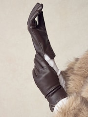 Chocolate Brown Leather Gloves - Image 1 of 1