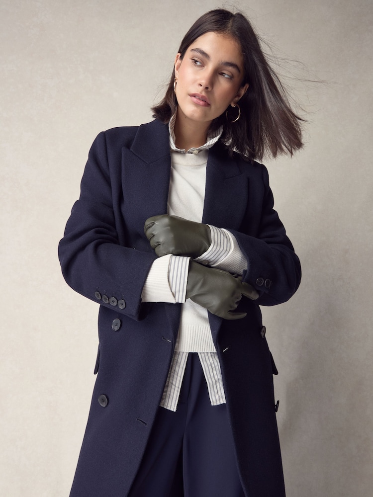 Khaki Green Leather Gloves - Image 1 of 1