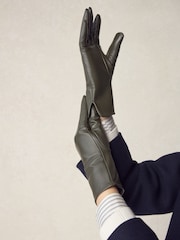 Khaki Green Leather Gloves - Image 3 of 6