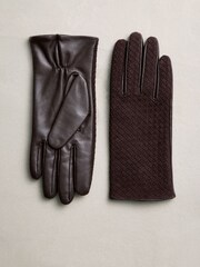 Chocolate Brown Woven Suede Gloves - Image 3 of 5