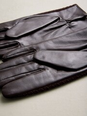 Chocolate Brown Woven Suede Gloves - Image 4 of 5