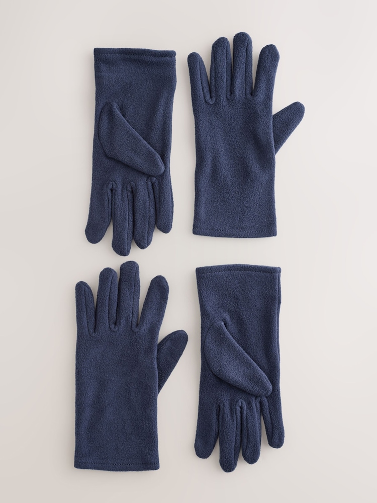 Navy Fleece Gloves 2 Pack - Image 1 of 3