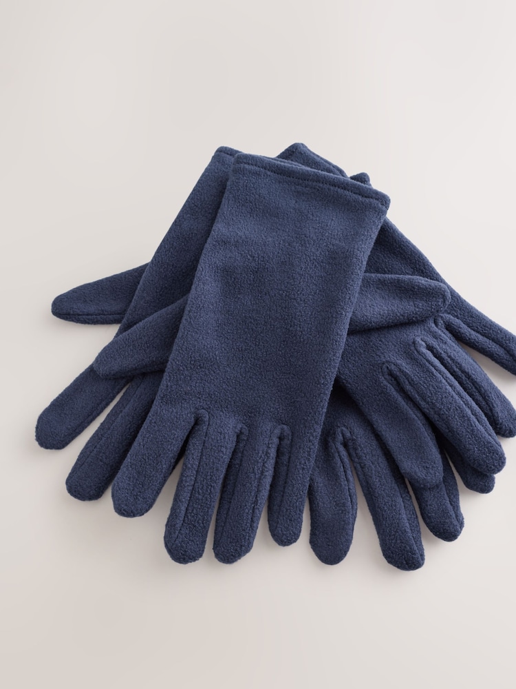 Navy Fleece Gloves 2 Pack - Image 2 of 3