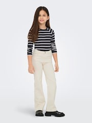 ONLY KIDS Blue Long Sleeve Jersey Stripe Ribbed Top - Image 1 of 5