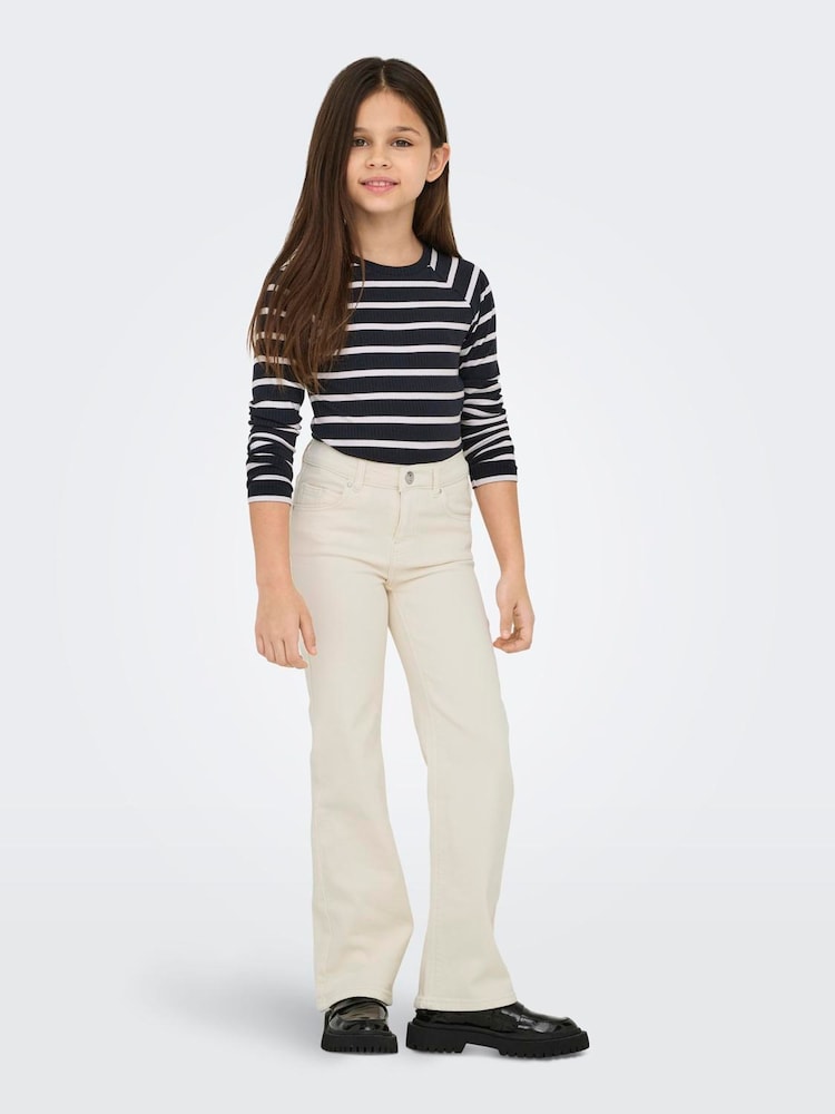 ONLY KIDS Blue Long Sleeve Jersey Stripe Ribbed Top - Image 1 of 5