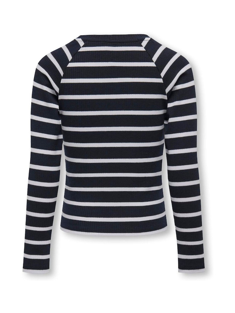 ONLY KIDS Blue Long Sleeve Jersey Stripe Ribbed Top - Image 5 of 5