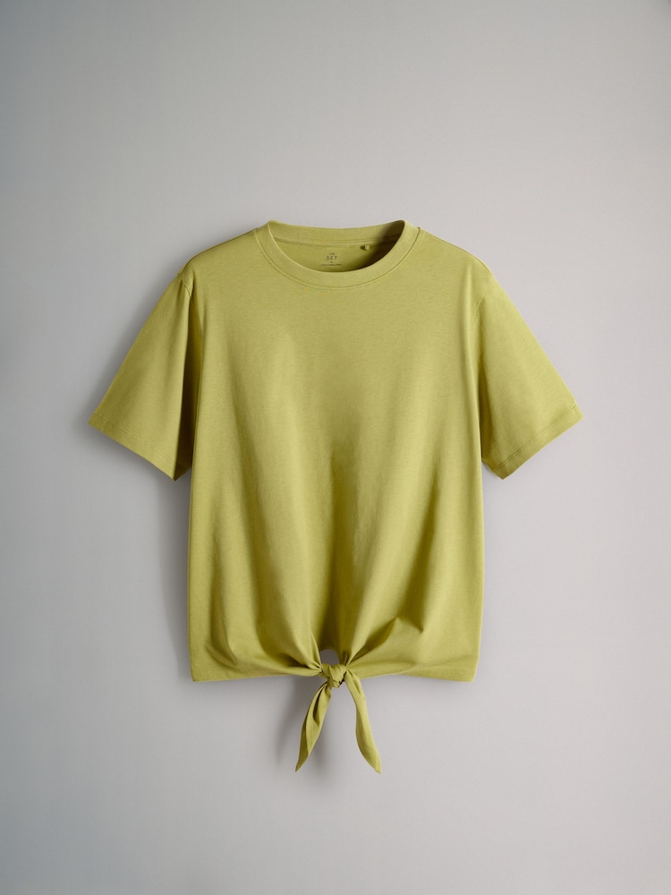 The Set Green Tie Front 100% Cotton T-Shirt - Image 1 of 3