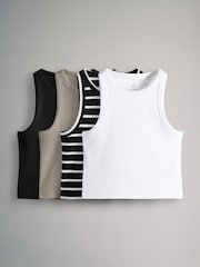 The Set Crop Ribbed Racer Vests 4 Pack - Imagen 2 de 15