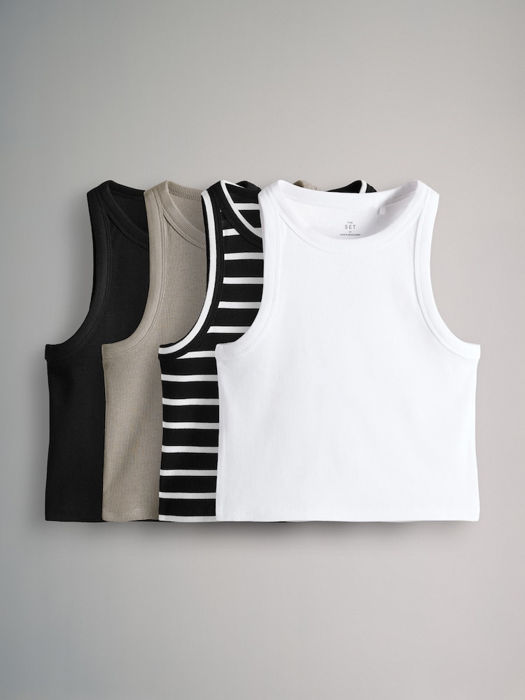 The Set Crop Ribbed Racer Vests 4 Pack - Imagen 2 de 15 The Set Crop Ribbed Racer Vests 4 Pack - Imagen 2 de 15