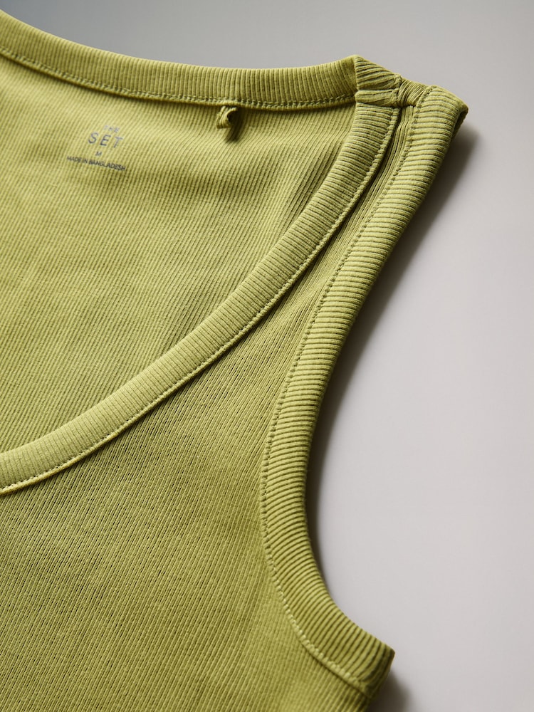 The Set Lime Green V-Neck Ribbed Vest - Image 2 of 2