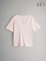 The Set Slub V-Neck 100% Cotton T-Shirt - Bild 1 von 3