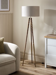 Natural Bobbin Tripod Floor Lamp - Image 4 of 5