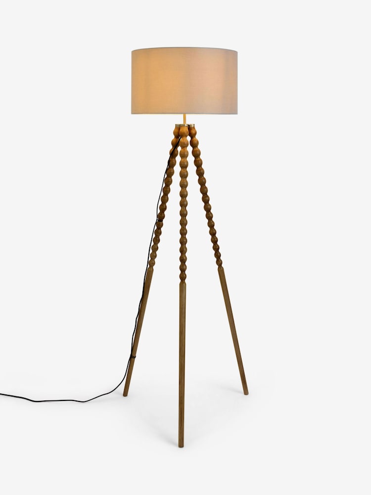 Natural Bobbin Tripod Floor Lamp - Image 5 of 5