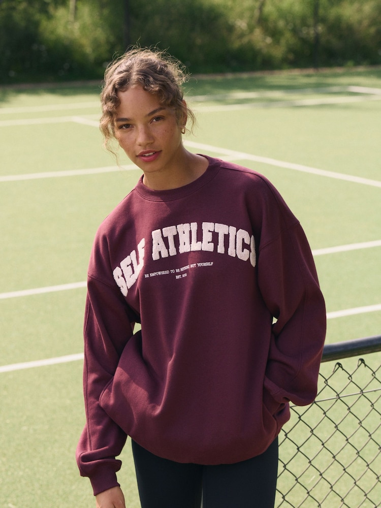 self. Burgundy Red Longline Sweatshirt - Image 2 of 9