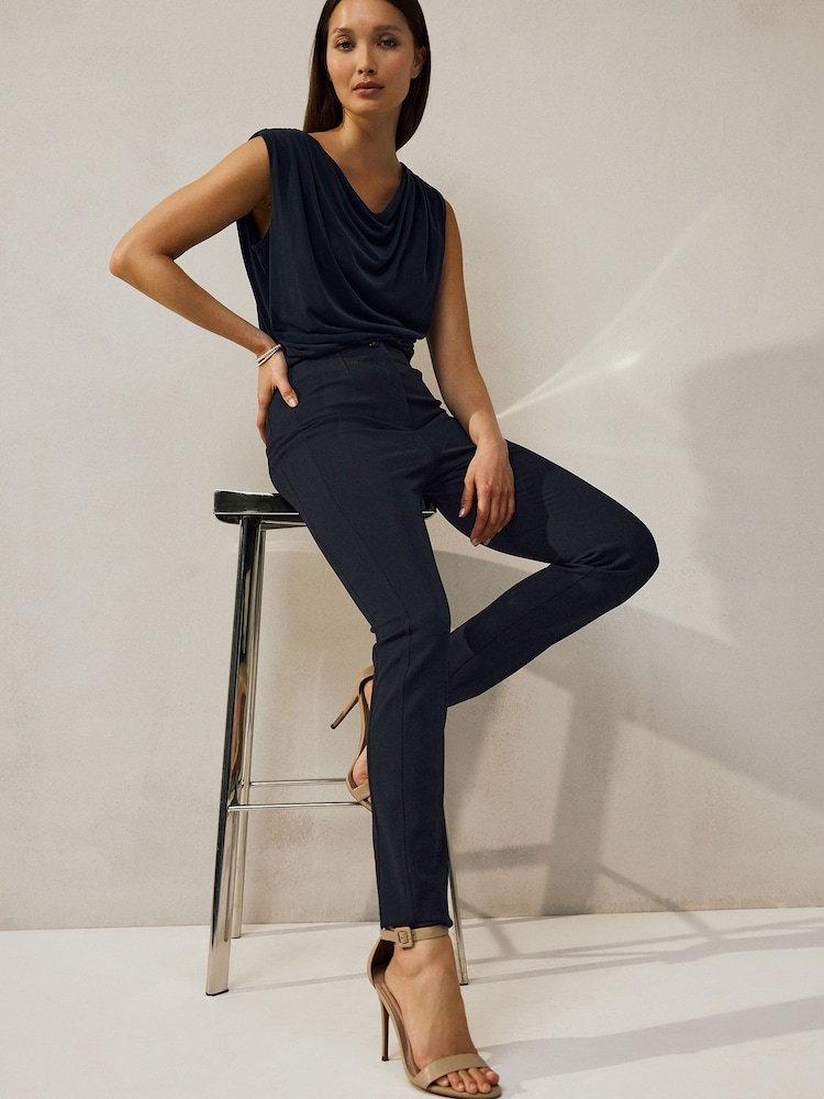 Navy Skinny Sculpting Military Trousers - Image 2 of 9