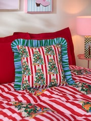 Eleanor Bowmer Christmas Tree Stripe Ruffle Edge Cushion - Image 2 of 7