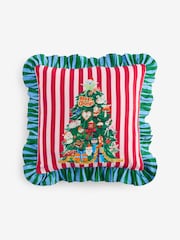 Eleanor Bowmer Christmas Tree Stripe Ruffle Edge Cushion - Image 5 of 7