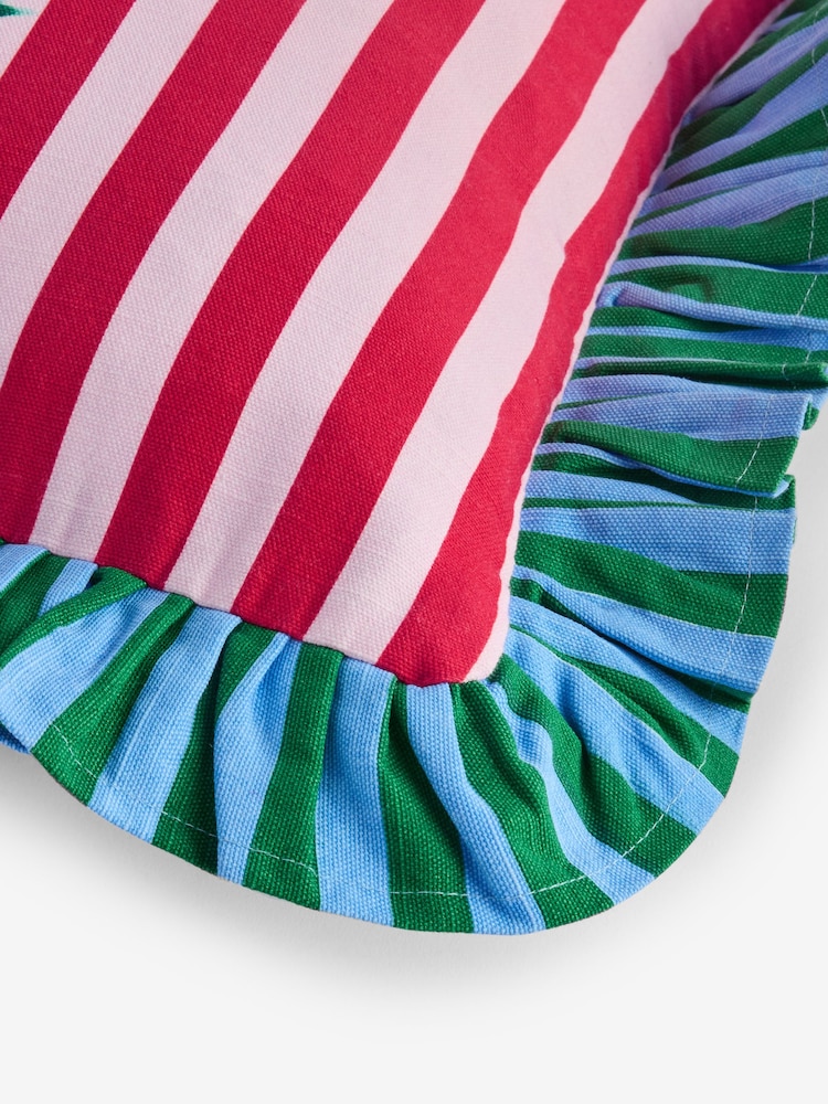 Eleanor Bowmer Christmas Tree Stripe Ruffle Edge Cushion - Image 7 of 7
