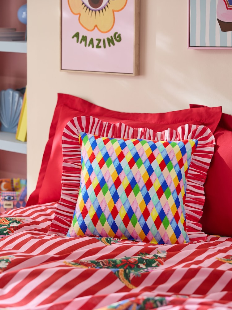 Eleanor Bowmer Christmas House Ruffle Edge Cushion - Image 2 of 7