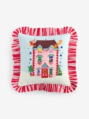 Eleanor Bowmer Christmas House Ruffle Edge Cushion - Image 4 of 7