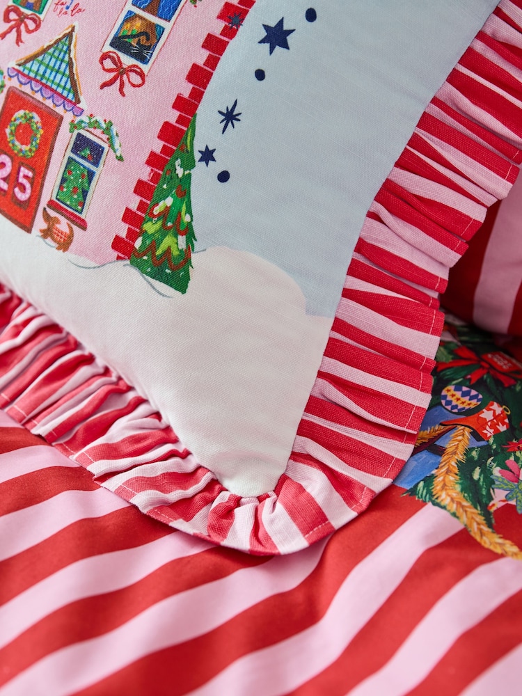Eleanor Bowmer Christmas House Ruffle Edge Cushion - Image 7 of 7