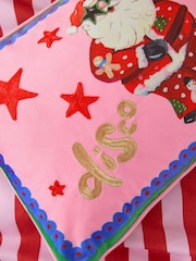 Eleanor Bowmer Pink Disco Santa Slogan Embroidered Cushion - Image 4 of 7