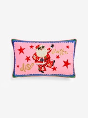 Eleanor Bowmer Pink Disco Santa Slogan Embroidered Cushion - Image 5 of 7
