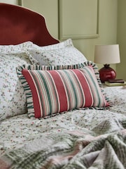 Nina Campbell Red Maypole Stripe Ruffle Edge Cushion - Image 1 of 6