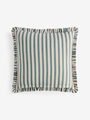 Nina Campbell Red Maypole Stripe Ruffle Edge Cushion - Image 12 of 12