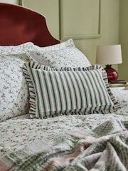 Nina Campbell Red Maypole Stripe Ruffle Edge Cushion - Image 2 of 6