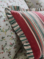 Nina Campbell Red Maypole Stripe Ruffle Edge Cushion - Image 5 of 6