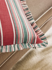 Nina Campbell Red Maypole Stripe Ruffle Edge Cushion - Image 6 of 6