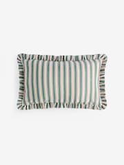 Nina Campbell Red Maypole Stripe Ruffle Edge Cushion - Image 8 of 12