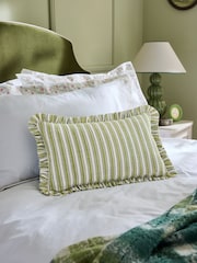 Nina Campbell Blue Maypole Stripe Ruffle Edge Cushion - Image 2 of 6