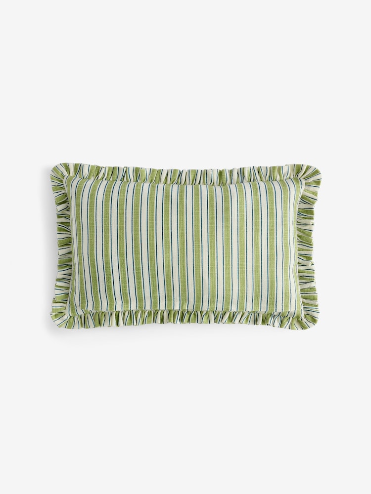 Nina Campbell Blue Maypole Stripe Ruffle Edge Cushion - Image 8 of 8 Nina Campbell Blue Maypole Stripe Ruffle Edge Cushion - Image 8 of 8